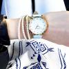 WRISTOLOGY Olivia Womens Chunky Gold Boyfriend Watch Mint Blue Leather Strap