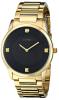 GUESS Men's U0428G1 Sleek Gold-Tone Watch with Diamond Accented Black Dial