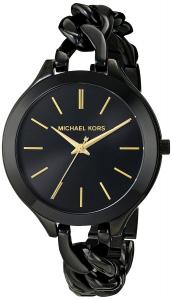 Michael Kors Slim Runway Black With Gold-Tone Stick Markers Women's Watch MK3317