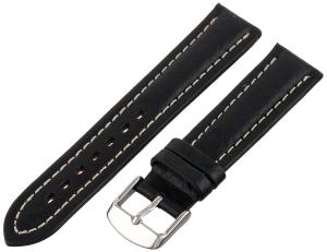 Hadley-Roma Men's MSM886RA-190 19-mm Black Genuine Shrunken Leather Watch Strap