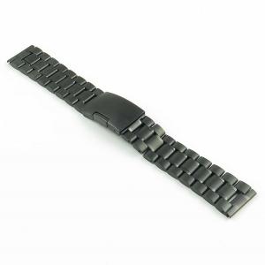 StrapsCo Matte Black Solid Stainless Steel Watch Band for Seiko in size 22mm