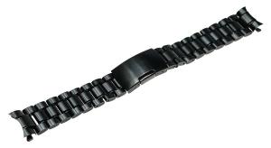 Ritche 22mm Stainless Steel Bracelet Watch Band Strap Curved End Solid Links Color Black