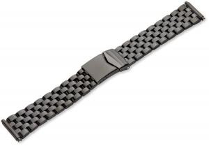 Hadley-Roma Men's MB5188RA SQ 22 22-mm Black Stainless Steel Wrapped Watch Strap