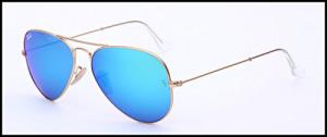 Original Ray Ban Aviator Sunglasses RB3025 112-17 Matte Gold Frame Blue Mirror Lenses (58mm)