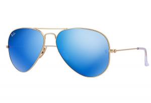 Ray Ban Aviator Matte Gold Frame Blue Mirror Non-Polarized Lenses Size 58mm (MEDIUM SIZE) 100% original Made in Italy