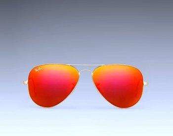 RAY BAN AVIATOR LUXOTTICA RED /ORANGE MIRROR GOLD FRAME RB3025//112-69 MADE IN ITALY