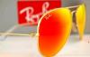 RAY BAN AVIATOR LUXOTTICA RED /ORANGE MIRROR GOLD FRAME RB3025//112-69 MADE IN ITALY