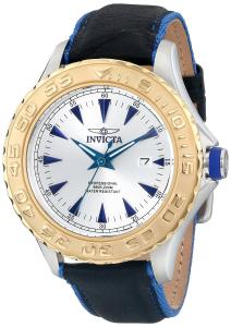 Invicta Men's 12615 Pro Diver Silver Dial Black Leather Strap Watch