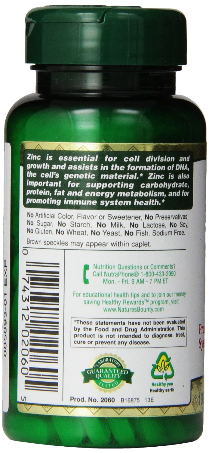 Nature's Bounty Chelated Zinc (Zinc Gluconate) 50mg, 100 Caplets Mua