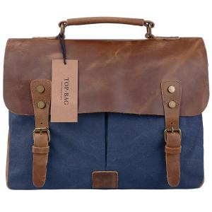 TOP-BAG® Men/Women's Vintage Canvas Leather Schoolbag Shoulder Crossbody Messenger Bag,MC6807
