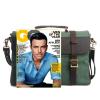 EcoCity Cotton Canvas Genuine Leather Cross Body Laptop Messenger Bags Business Shoulder Handbag Briefcases MB0035G3 (Grey)