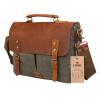 S-ZONE Fashion Canvas Genuine Leather Trim Travel Briefcase Laptop Bag