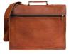 Leather Bags Now 14 Inches Unisex Cross Shoulder 100% Genuine Leather Messenger Laptop Briefcase Bag Satchel Brown