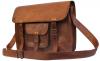 Leather Bags Now 15'' Inches Classic Adult Unisex Cross Shoulder Genuine Leather Messenger Laptop Briefcase Bag Satchel Brown