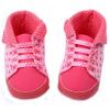 ELee Baby Toddler Baby Girls Boys Heart Dot Grid Canvas Sneakers Non Slip Crib Shoes (7-12 Months, Pink)
