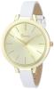 Geneva Women's 8179E-GEN Gold-Tone Watch with White Faux Leather Band