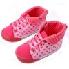 ELee Baby Toddler Baby Girls Boys Heart Dot Grid Canvas Sneakers Non Slip Crib Shoes (7-12 Months, Pink)
