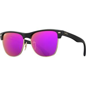 Ray-Ban Oversized Clubmaster Sunglasses in Demi Shiny Black Light Brown Pink Mirror RB4175 877/Z2 57