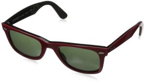 Ray-Ban RB2140 Original Wayfarer Sunglasses 50 mm,Top Red On Black frame/Crystal Green lens