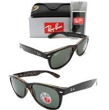 RayBan RB2132 902/58 55mm new wayfarer tortoise frame green crystal polarized sunglasses