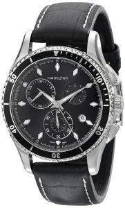 Hamilton Men's H37512731 Jazzmaster Seaview Black Chronograph Dial Watch