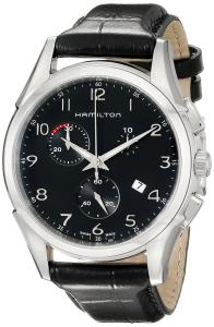 Hamilton Men's H38612733 Jazzmaster Stainless Steel Watch With Black Leather Band