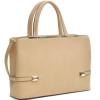 Dasein Gold Tone Faux Leather Frame Satchel Tote Shoulder Handbag Purse Tablet, iPad Bag
