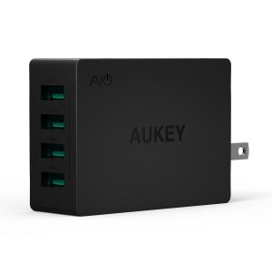 Sạc 4 cổng Aukey 30W / 6A USB Travel Wall Charger Adapter with AlPower Tech (Foldable Plug with 4 Ports) for Apple, Android and other USB Powered Mobile Devices - Black