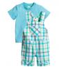 T-shirt and Bib Overall Shorts Turquoise
