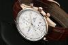 Đồng hồ nam TSS Men's White Cream Dial Golden Hand Brown Leather Band Quartz Movement Wrist Watch