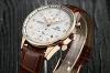 Đồng hồ nam TSS Men's White Cream Dial Golden Hand Brown Leather Band Quartz Movement Wrist Watch