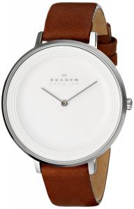 Skagen Women's SKW2214 Ditte Stainless Steel Watch with Brown Leather Band