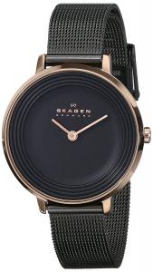 Skagen Women's SKW2277 Ditte Rose-Tone Stainless Steel Watch with Black Mesh Bracelet