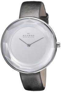 Skagen Gitte Faceted Glass Leather Watch