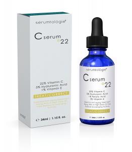 Vitamin C serum 22 by serumtologie-Anti Aging Moisturizer-Evidence Based Pro Formula 22% Vit. C + 5% HA + 1 % Vit. E + 1% Ferulic Acid=Max. Concentration of Clinically Proven Active Ingredients 1.15oz