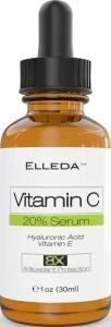 Elleda Organic Vitamin C Serum for Face - 30 ml - 20% Vitamin C with Hyaluronic Acid