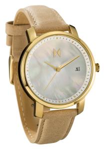MVMT Watches Women Pearl Dial with Beige Genuine Leather Strap