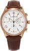 Alexander Heroic Pella Multi-function Chronograph Brown Leather Strap Silver Dial Rose Gold Plated Swiss Men's Watch A021-04