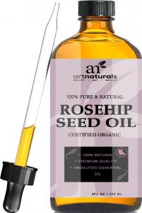 ArtNaturals Rosehip Oil - 100% Certified Organic - Pure Virgin, Cold Pressed & Unrefined 4oz - Best Natural moisturizer to heal Dry Skin, Fine Lines & Scars - Rose hip Seed Oil For Hair Face & Skin