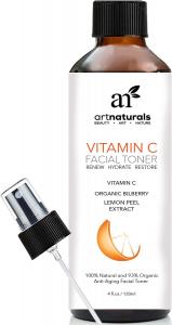 Art Naturals Vitamin C Hydrating Facial Toner 4 Oz - Organic Ingredients Including Aloe Vera, Witch Hazel, Tea Tree & MSM - Anti Aging Pore Minimizer for Face - Reduces Inflammation & Helps Fight Acne