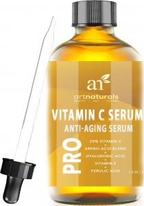ArtNaturals Enhanced Vitamin C Serum with Hyaluronic Acid 1 Oz - Top Anti Wrinkle, Anti Aging & Repairs Dark Circles, Fades age spots & Sun Damage - 20% Vitamin C Super Strength - Organic ingredients