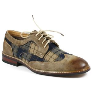 Ferro Aldo M-19266A Brown Mens Lace Up Plaid Oxford Dress Classic Shoes