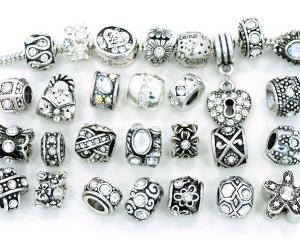 Ten Assorted Clear Crystal Rhinestone Bead Charms