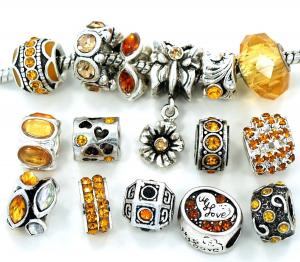 Ten (10) of Assorted Shades of Yellow Gold Crystal Rhinestone Beads (Styles You Will Receive Are Shown in Picture Random 10 Beads Mix) Charms Spacers