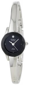 Armitron Women's 75/2433BLK Diamond-Accented Silver-Tone Bangle Watch