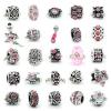 Ten (10) of Assorted Pink Color Crystal Rhinestone and Metal Beads Charms Spacers for European Chain Bracelets