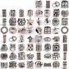 eART Tibetan Silver Spacer Beads Fit European Charm Bracelet and Necklace 60 Pcs Mix Charm Beads