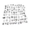 80 pcs HIgh Quality Mix Antique Silver Plated Oxidized Metal Beads Charms Set Mix Lot - Compatible with Pandora Biagi Troll Chamilia Bracelets w/ Blue Organza Pouch