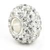 White Crystal Ball Bead Sterling Silver Bracelet Charm