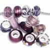 Ten (10) Pack of Assorted (Purple) Glass Lampwork Beads for Snake Chain Charm Bracelets